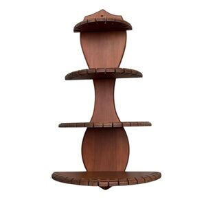 Vintage Handmade Curved Wooden Spoon Collectors Display Shelf Brown